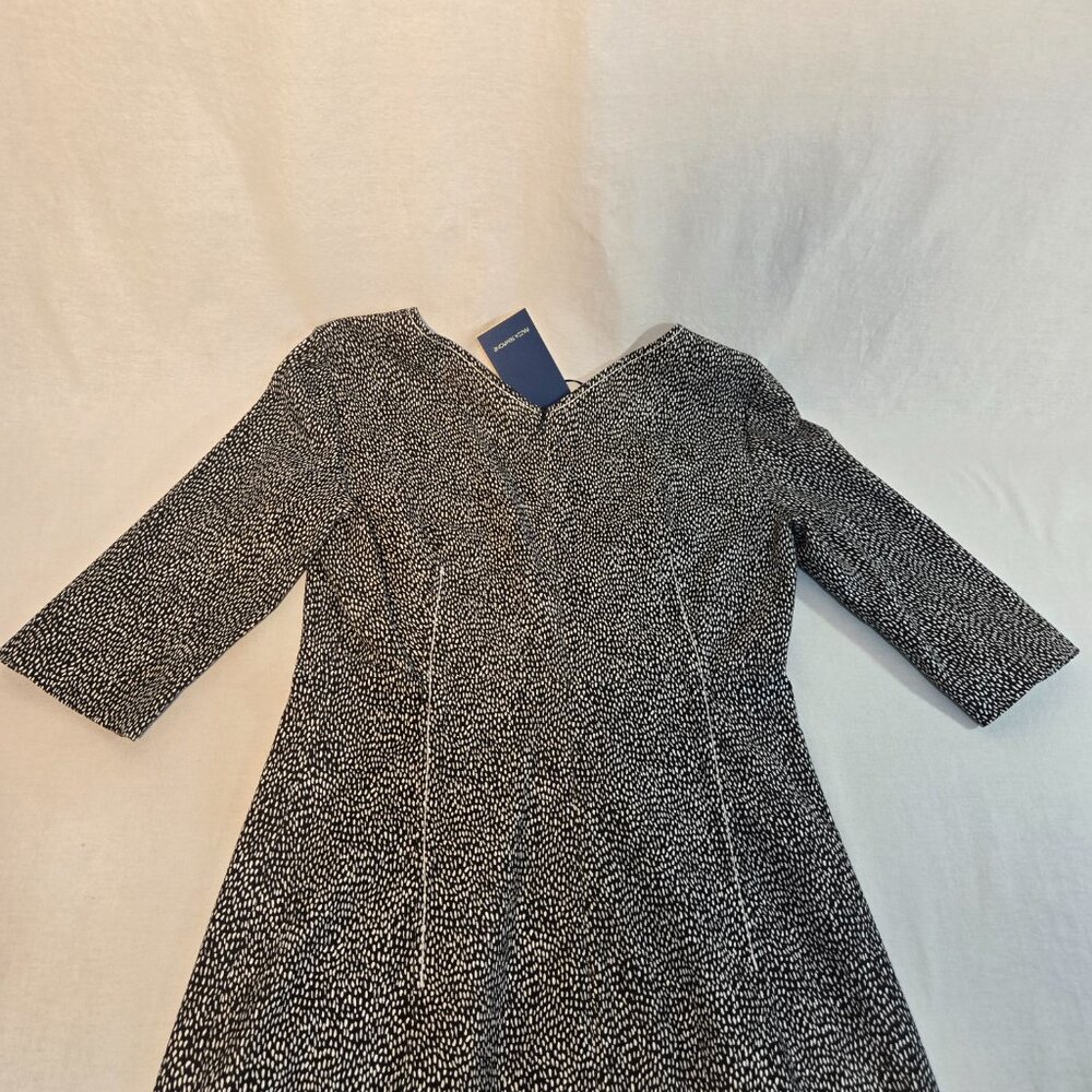 PIAZZA SEMPIONE Black/White Printed Dress Size Italian 44 US 8 Made Italy! NEW! - Picture 7 of 16
